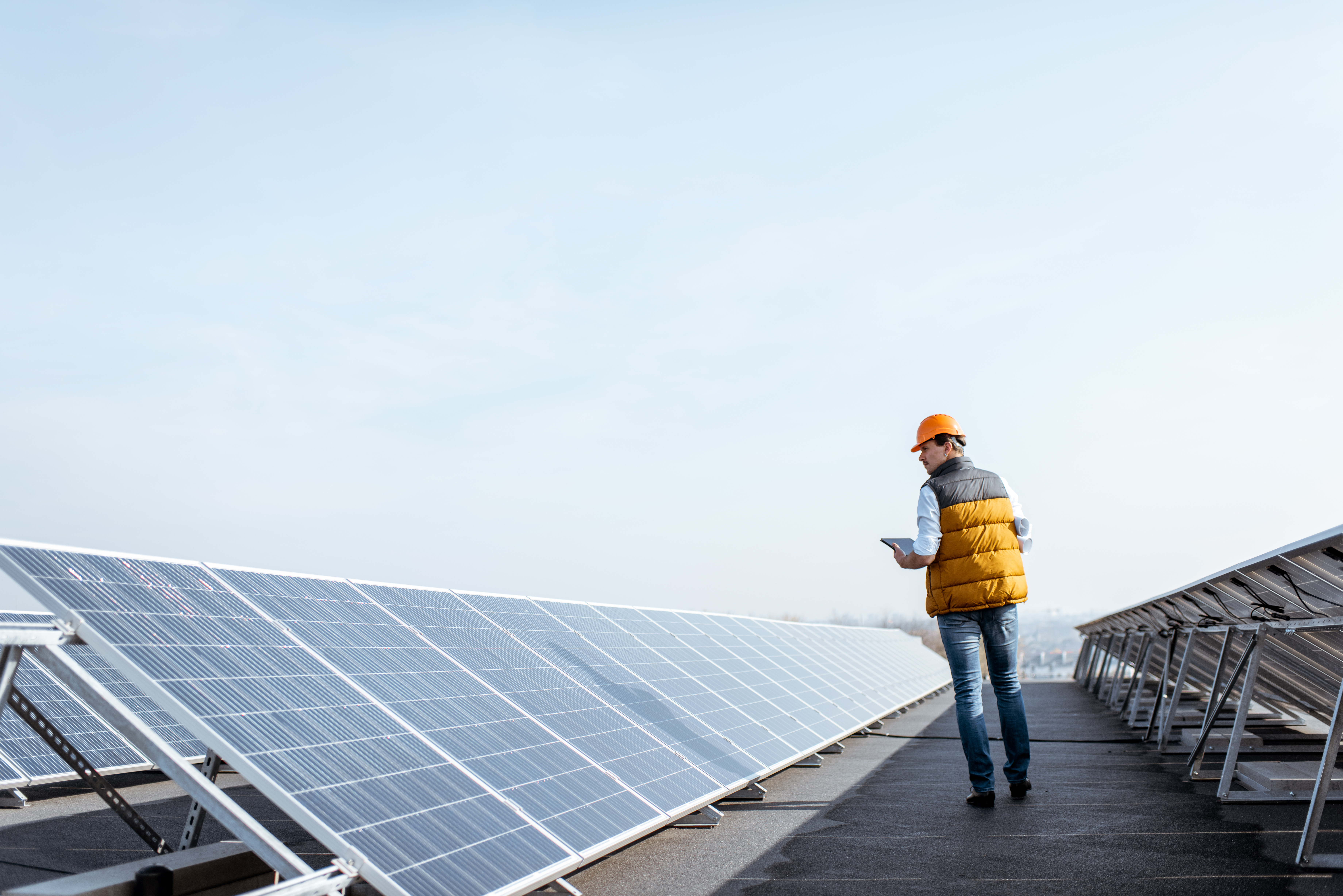 Engineer on a solar power plant