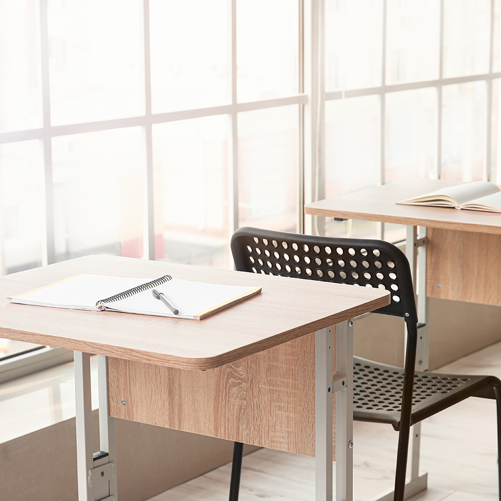 Interior of modern empty classroom